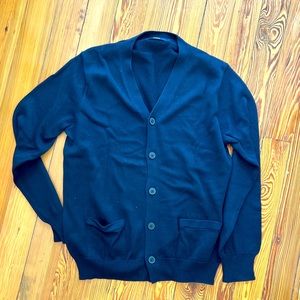 J Crew Men’s Navy Blue Cotton V Neck Cardigan Large